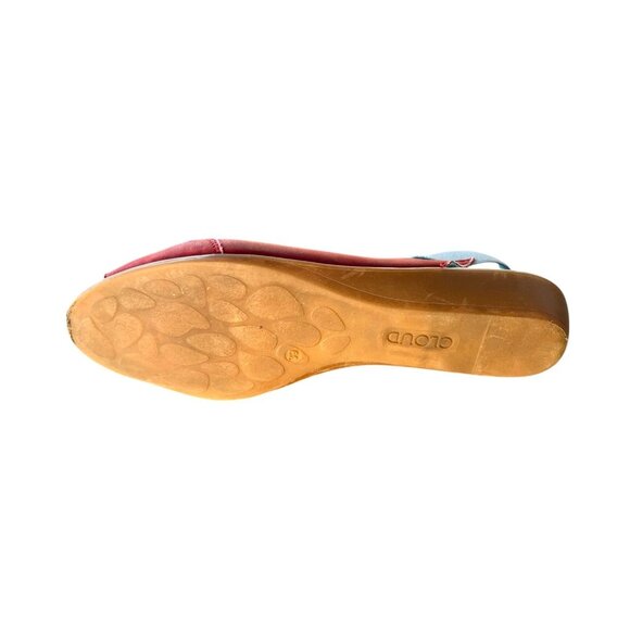 Cloud Womens Red & Gray Leather Slingback Sandals With Elastic Straps & Cushione - Picture 5 of 8